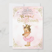 Roze & Gouden Glitter Princess Baby shower Kaart (Achterkant)