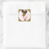Roze Gouden Glitter Prinses  Baby Meisje Favor Vierkante Sticker (Tas)