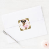 Roze Gouden Glitter Prinses  Baby Meisje Favor Vierkante Sticker (Envelop)