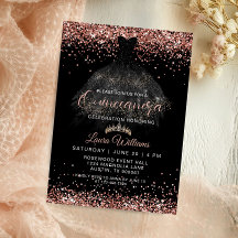 Roze Gouden Glitter Prinses Quinceañera Verjaardag