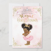 Roze Gouden Glitter Prinses  Zwart Baby Meisje Kaart (Achterkant)