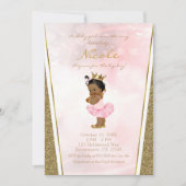 Roze Gouden Glitter Prinses Zwart Baby Meisje Kaart (Voorkant)