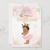 Roze Gouden Glitter Prinses Zwart Baby Meisje Kaart (Achterkant)