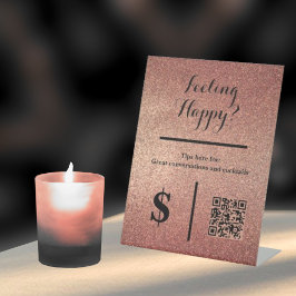 Roze Gouden Glitter QR Code Evenement Barman Reclamebord Met Voetstuk