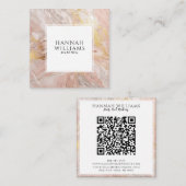 Roze & Gouden Glitter QR Code Kleurrijk Patroon Vierkante Visitekaartje (Voorkant / Achterkant)