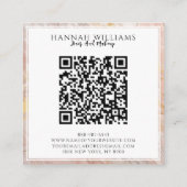 Roze & Gouden Glitter QR Code Kleurrijk Patroon Vierkante Visitekaartje (Achterkant)