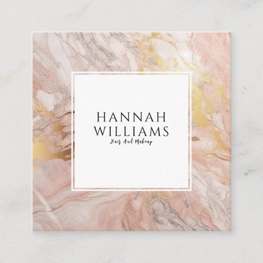 Roze & Gouden Glitter QR Code Kleurrijk Patroon Vierkante Visitekaartje (Voorkant)