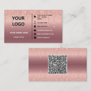 Roze Gouden Glitter QR Code Zakelijke Kaart Sjablo Visitekaartje