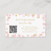 Roze Gouden Glitter QR Code Zakelijke Pas Informatiekaartje (Achterkant)