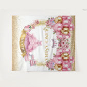 Roze Gouden Glitter Quinceañera Party Wandtapijt Wandkleed (Voorkant (horizontaal))