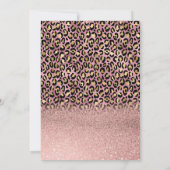 Roze Gouden Glitter Rand Luipaard Sweet 16 Kaart (Achterkant)