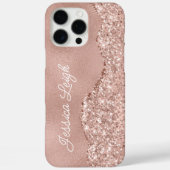 Roze Gouden Glitter Rand Monogram Naam Case-Mate iPhone Case (Achterkant)