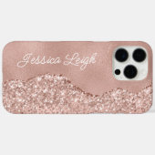 Roze Gouden Glitter Rand Monogram Naam Case-Mate iPhone Case (Achterkant (horizontaal))