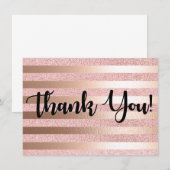 Roze Gouden Glitter & Roze Gouden Folie Bedankkaar Bedankkaart (Voorkant / Achterkant)