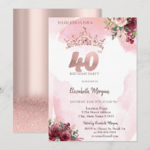 Roze Gouden Glitter Rozen Kroon 40e Verjaardag