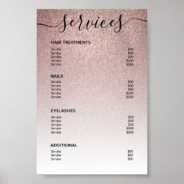 Roze Gouden Glitter Salon Prijslijst Service Menu Poster