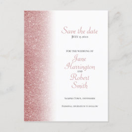 Roze Gouden Glitter Save The Date Huwelijk Postkaa Aankondigingskaart