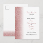 Roze Gouden Glitter Save The Date Huwelijksansicht Aankondigingskaart (Voorkant / Achterkant)