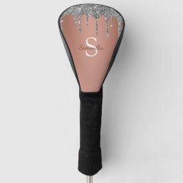 Roze Gouden Glitter Schitter Drip Monogram Naam Golfheadcover
