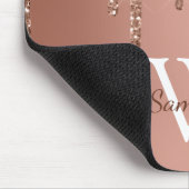Roze Gouden Glitter Schitter Drip Monogram Naam Muismat (Hoek)