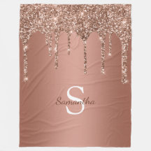 Roze Gouden Glitter Schitterende Drip Monogram Naa