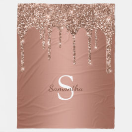 Roze Gouden Glitter Schitterende Drip Monogram Naa Fleece Deken