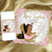 Roze Gouden Glitter Schoenparel Etnisch Baby showe Kaart