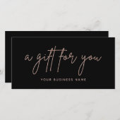 Roze Gouden Glitter Schrift Zakelijke Cadeaubon (Voorkant / Achterkant)