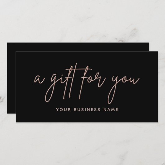 Roze Gouden Glitter Schrift Zakelijke Cadeaubon (Voorkant / Achterkant)