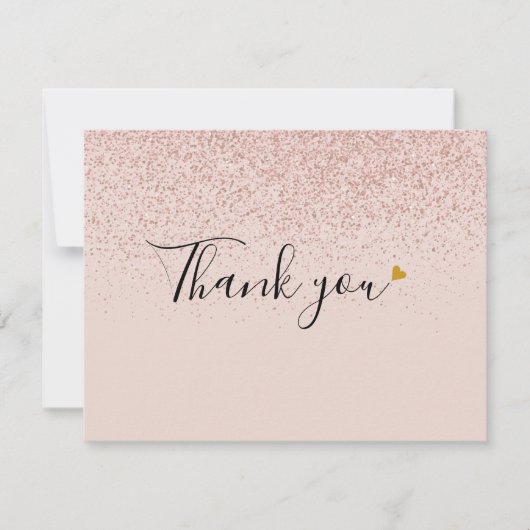 Roze Gouden Glitter Script Bedanktkaart voor Zakel Bedankkaart (Voorkant)