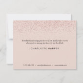 Roze Gouden Glitter Script Bedanktkaart voor Zakel Bedankkaart (Achterkant)