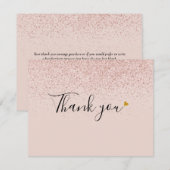 Roze Gouden Glitter Script Bedanktkaart voor Zakel Bedankkaart (Voorkant / Achterkant)