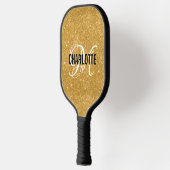 Roze gouden glitter script monogram naam pickleball paddle (Links)