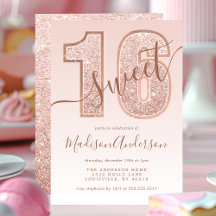 Roze Gouden Glitter Script Sweet 16 Verjaardagsfee