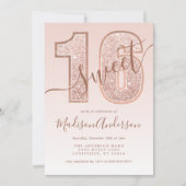 Roze Gouden Glitter Script Sweet 16 Verjaardagsfee Kaart (Voorkant)