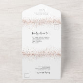 Roze Gouden Glitter Script Trouwfeest All In One Uitnodiging (Buitenkant)