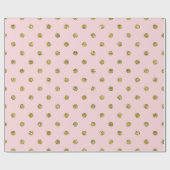 Roze & Gouden Glitter Sparkle Polka Dots Chique Pa Cadeaupapier (Vlak)
