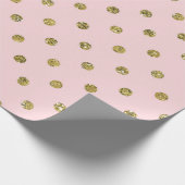 Roze & Gouden Glitter Sparkle Polka Dots Chique Pa Cadeaupapier (Hoek)