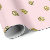 Roze & Gouden Glitter Sparkle Polka Dots Chique Pa Cadeaupapier (Rol Hoek)