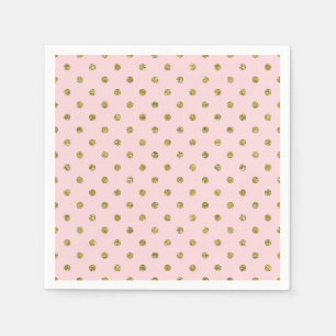 Roze & Gouden Glitter Sparkle Polka Dots Chique Pa Servet
