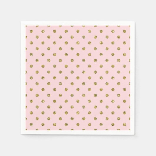 Roze & Gouden Glitter Sparkle Polka Dots Chique Pa Servet (Voorkant)