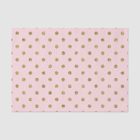 Roze & Gouden Glitter Sparkle Polka Dots Chique Pa Tissuepapier (Voorkant)