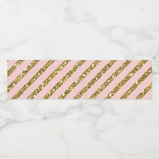 Roze & Gouden Glitter Sparkle Verjaardagsfeestje Waterfles Etiket (Enkel label)
