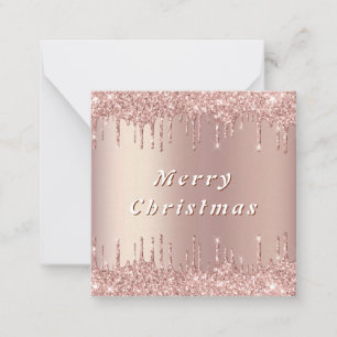 Roze Gouden Glitter Sparkly Kerstkaart Notitiekaartje