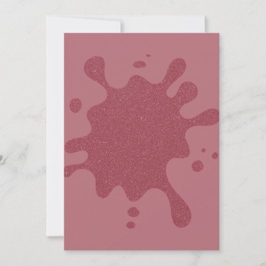 Roze Gouden Glitter Splash Uitnodiging Op Maat (Voorkant)