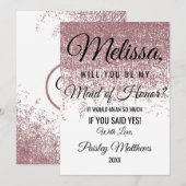 Roze Gouden Glitter Sprankels Witte Getuige Kaart (Voorkant / Achterkant)