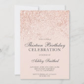 Roze gouden glitter sprankelt blos dertien kaart (Voorkant)