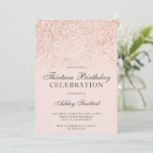 Roze gouden glitter sprankelt blos dertien kaart (Staand voorkant)