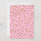Roze & Gouden Glitter Sprinkle Baby shower Uitnodi Kaart (Achterkant)