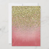 Roze & Gouden Glitter Sprinkle Baby shower Uitnodi Kaart (Achterkant)